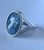 Sterling Silver Diamond Accent Cupid of Love'" Blue Agate Cameo Ring