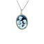 Silver Blue Agate "Three Generations" Cameo Pendant