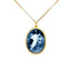 18K Gold Plated Silver "Love Cupid" Blue Agate with Diamond Accent Cameo Pendant