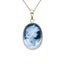 Gold and Diamond Accent "Young Girl With Diamond" Blue Agate Cameo Pendant