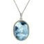 Large Sterling Silver "Lovers Embrace" Blue Agate Cameo Pendant