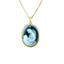 Diamond Accent 18K Gold Plated "Angel Holding Baby" Blue Agate Cameo Pendant