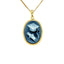 18K Gold Plated Blue Agate "Graduation" Cameo Pendant