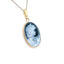 Gold and Diamond Accent "Young Girl With Diamond" Blue Agate Cameo Pendant