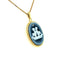 Diamond Accent 18K Gold Plated "Gemini Zodiac" Blue Agate Cameo Pendant