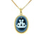 Diamond Accent 18K Gold Plated "Gemini Zodiac" Blue Agate Cameo Pendant