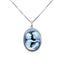 Silver Diamond Accent "Mother and Child" Blue Agate Cameo Pendant