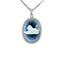 Silver and Diamond Accent "Leo Zodiac" Blue Agate Cameo Pendant