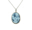 Sterling Silver Blue Agate "Mother Holding Baby In Nature" Cameo Pendant