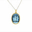 18K Yellow Gold Plated Sterling Silver "3 Dancers" Blue Agate Cameo Pendant with 18" Necklace