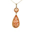 14K Gold Tear Drop Shaped Conch Shell Cameo "Flower" Pendant With Gold Necklace