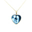 14K Yellow Gold "Bride & Groom" Blue Agate Cameo Heart Pendant with Necklace