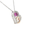 Rocking Stone Collection- 10KT Yellow Gold And Silver 2 Heart Shaped Pendant With Rocking Created Pink Sapphire And White Sapphire Detail