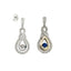 'Rocking Created Blue Sapphire' 10K Gold and Silver Earrings White Sapphire Details