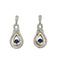 Solid Yellow Gold And Silver Earrings With Rocking Stone Created Blue Sapphire With White Sapphire Details