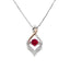 10K Yellow Gold And Silver Necklace With Rocking Stone Created Ruby And White Sapphire