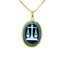 18K Gold Plated Diamond Accent "Libra Zodiac" Blue Agate Cameo Pendant