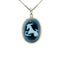 Sterling Silver Diamond Accent "Capricorn Zodiac" Blue Agate Cameo Pendant