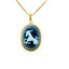 18K Gold Plated Diamond Accent "Capricorn Zodiac" Blue Agate Cameo Pendant