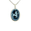 Sterling Silver "Sagittarius Zodiac" Blue Agate Cameo Pendant with Diamond Accent