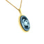 14K Gold Plated Sterling Silver Diamond Accent "Cancer Zodiac" Blue Agate Cameo Pendant with