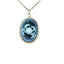 Silver Diamond Accent "Cancer Zodiac" Blue Agate Cameo Pendant