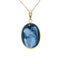 14K Yellow Gold "Praying Angel" With Diamond Accent Blue Agate Cameo Pendant