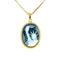 14K Gold Plated Diamond Accent "Lady Liberty" Blue Agate Cameo Pendant