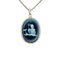 Silver Diamond Accent "Aquarius Zodiac" Blue Agate Cameo Pendant