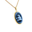 18K Gold Plated Diamond Accent "Aquarius Zodiac" Blue Agate Cameo Pendant