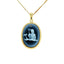 14K Gold Plated Diamond Accent "Aquarius Zodiac" Blue Agate Cameo Pendant