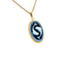 18K Gold Plated Diamond Accent "Pisces Zodiac" Blue Agate Cameo Pendant