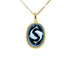 14K Gold Plated Sterling Silver Diamond Accent "Pisces Zodiac" Blue Agate Cameo Pendant