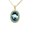 14K Gold Plated "Taurus Zodiac" Blue Agate Cameo Pendant