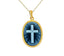 18K Yellow Gold Plated Sterling Silver "Cross" Blue Agate Cameo Pendant With 18" Necklace